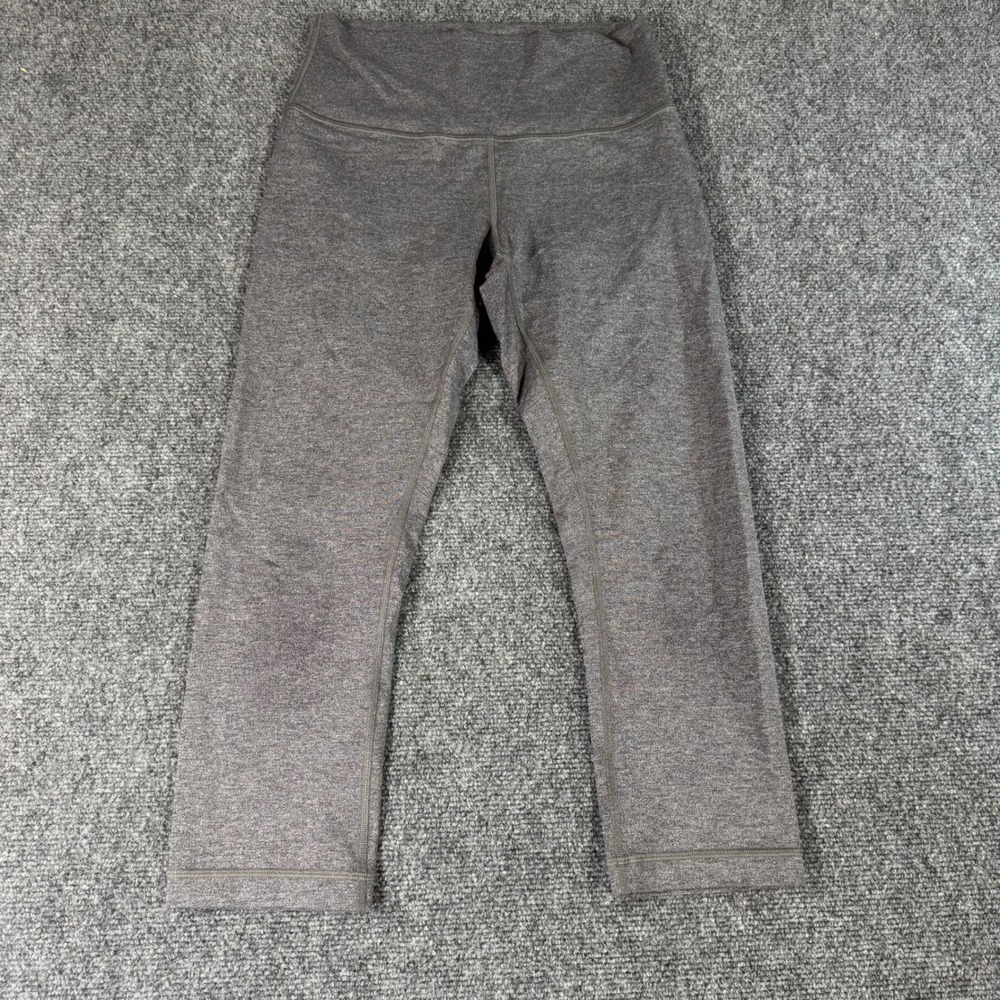 Lululemon Wunder Under Crop Leggings Heathered Grey High Rise Yoga Pants Size 8